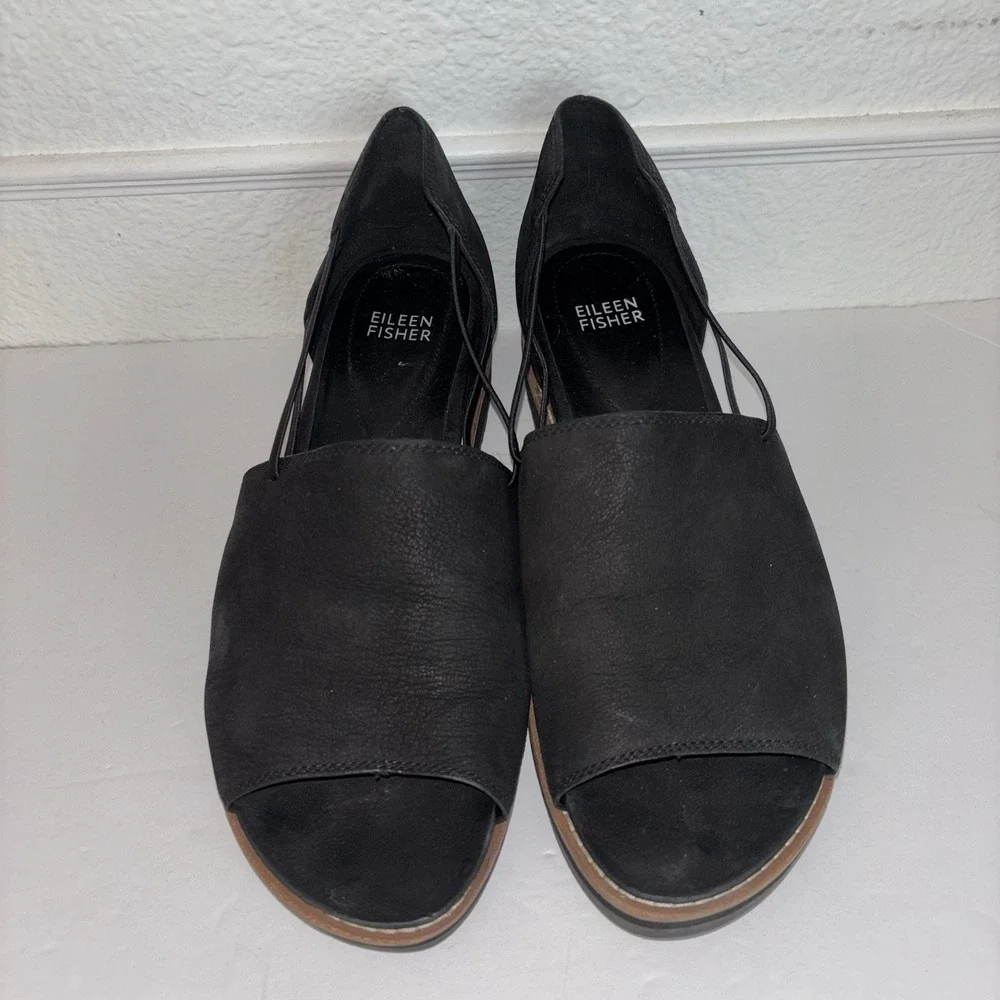 Eileen Fisher Ken Tumbled Nubuck Sandals In Black Women's Size: 8.5